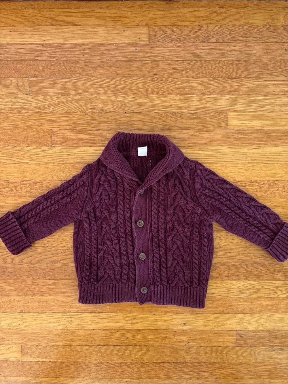 GAP Kids Cable Knit Shawl Collar Cardigan - Plum